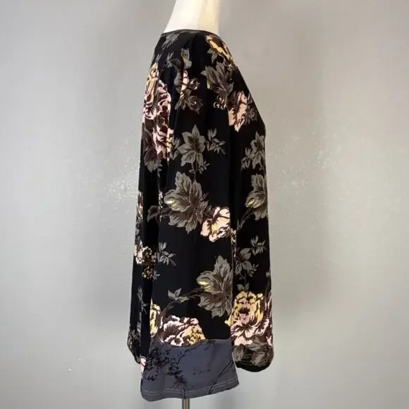 Little Journeys Chicago Womens Luna Top Shirt Size M Boho Floral Jersey Cotton - Picture 8 of 9